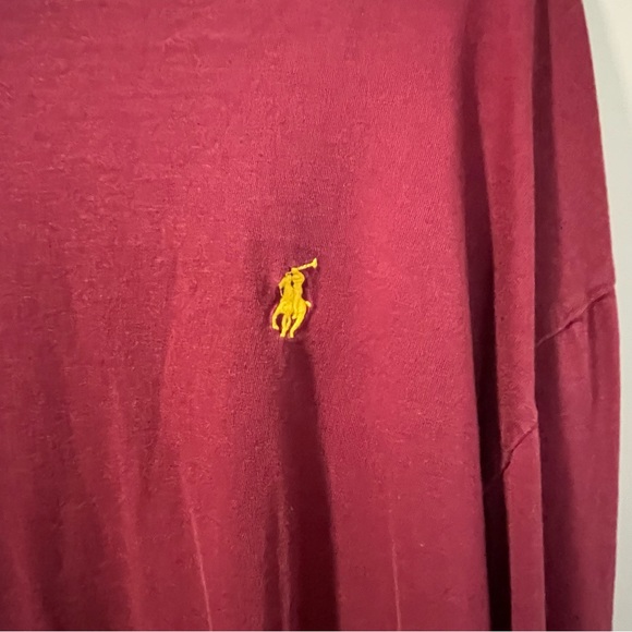 Polo Ralph Lauren Men’s Crew Neck Maroon Shirt Medium Like New Cotton LongSleeve - Picture 3 of 5